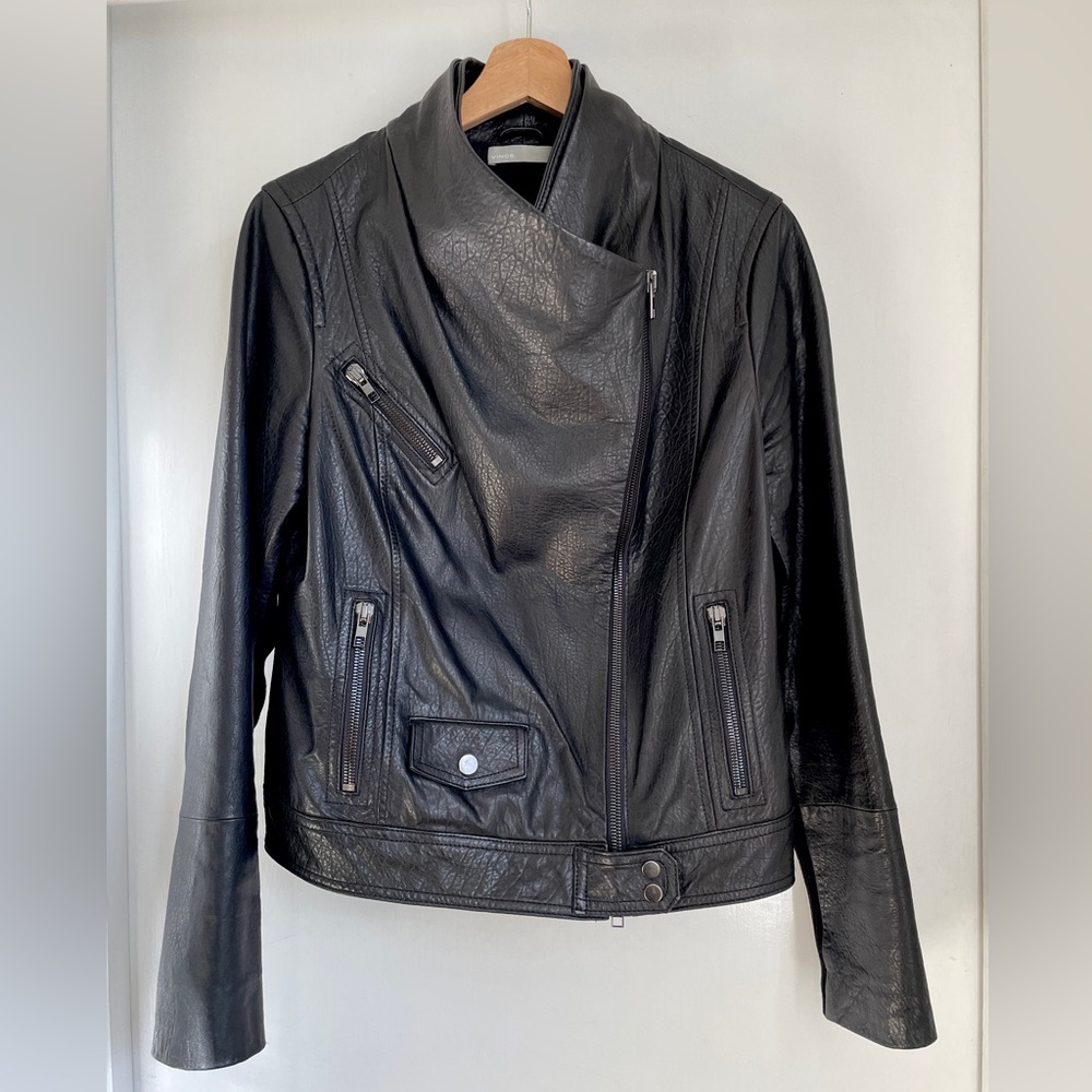 Vince Lamb Leather Biker Jacket Size Large - Picture 4 of 16